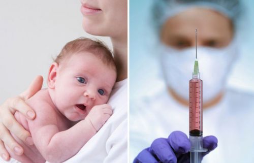 Ребенок и вакцина в шприце